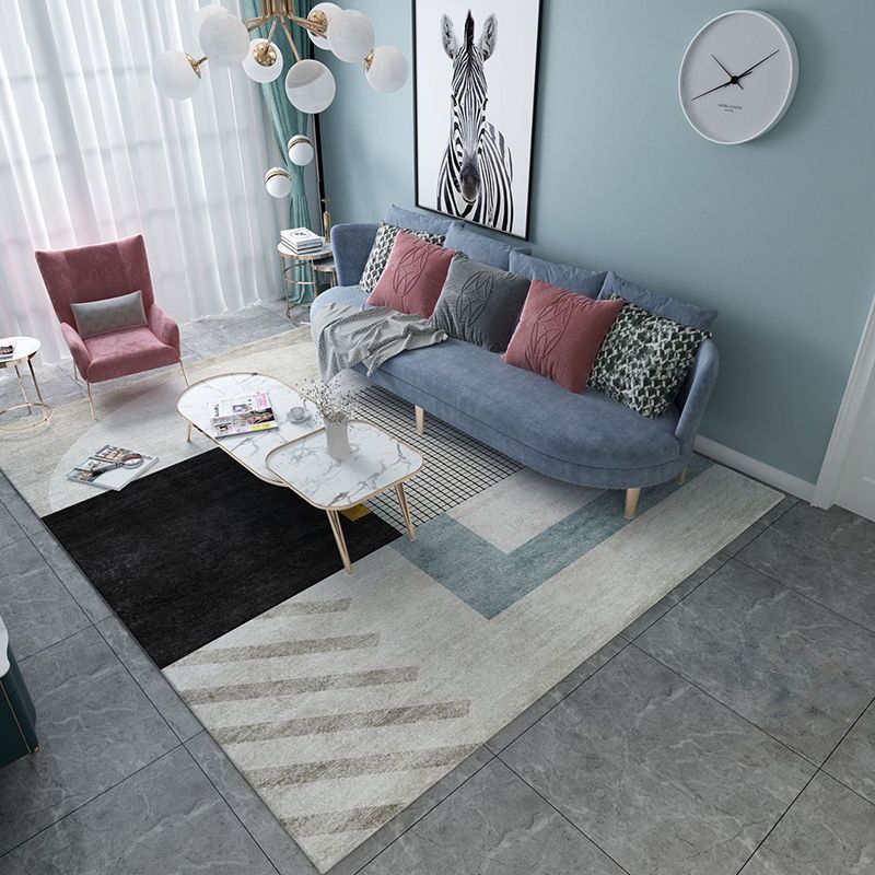 Trendy Home Decor Rug Multi-Color Geometric Area Carpet Polypropylene Anti-Slip Pet Friendly Rug