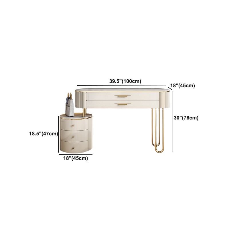 Slate Top Glam Makeup Counter Solid Wood Dressing Table with Drawers