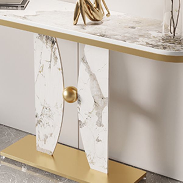 31.5-inch Tall Console Table Stone Half Moon Accent Table for Hall