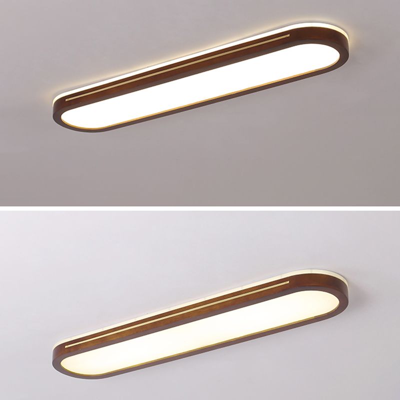 Minimalismo de madera 1-Luz de montaje de la lámpara de montaje de descarga lineal de luz de techo para dormitorio