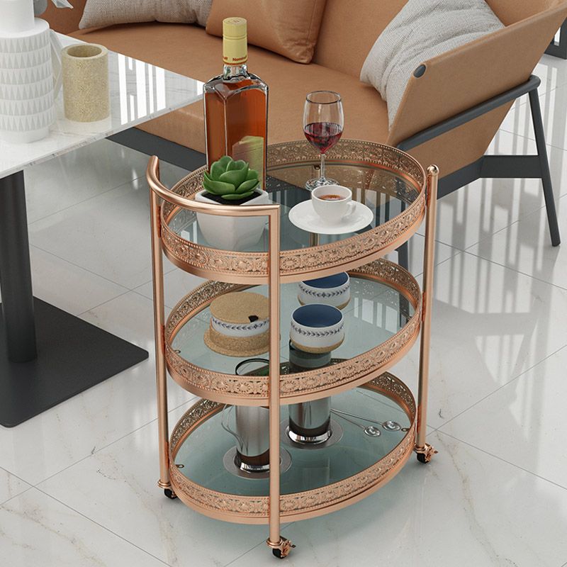 Modern Open Storage Prep Table Oval Dining Room Kitchen Trolley