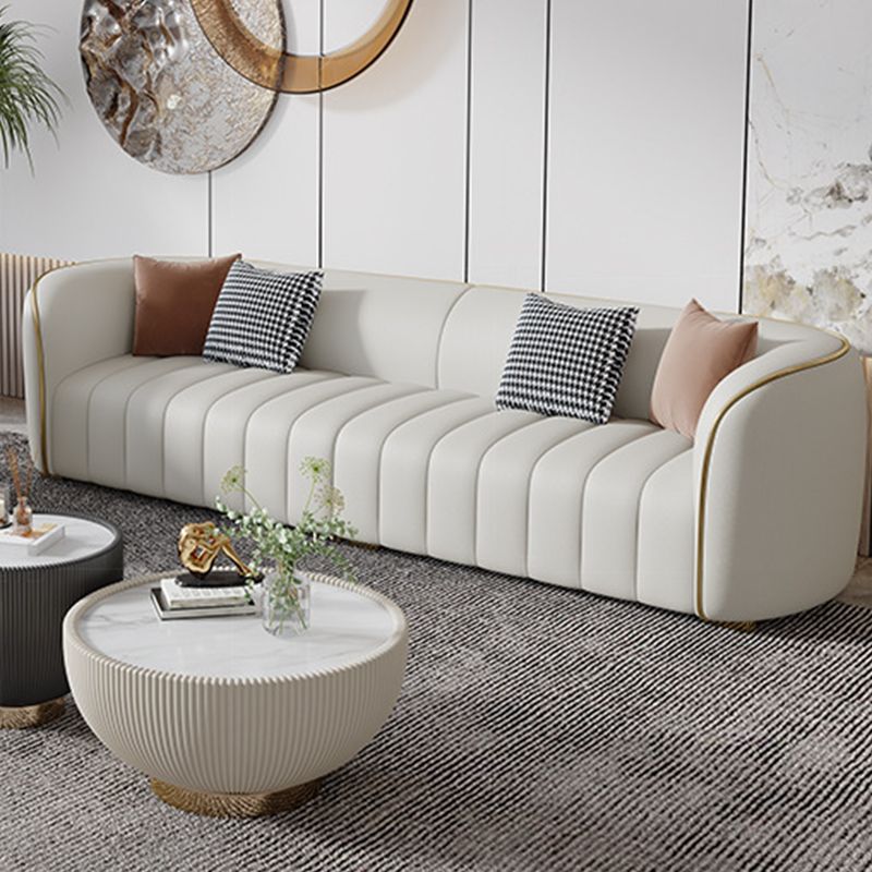 Modern Style Leather Sofa Living Room Tuxedo Arm Sofa Tight Back Seating