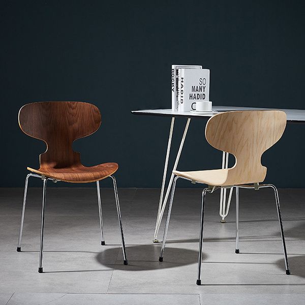 Modern Wood Chair Open Back Dining Side Furniture in Matte Finish