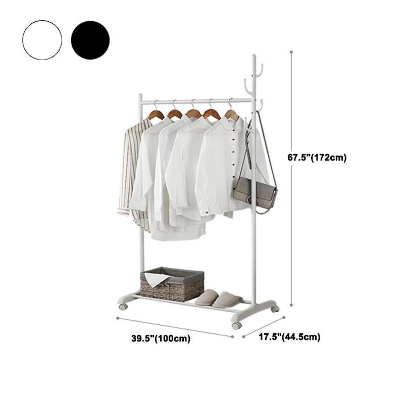 Stainless Steel Open Armoire Contemporary Style Cabinet with Clothing Rod