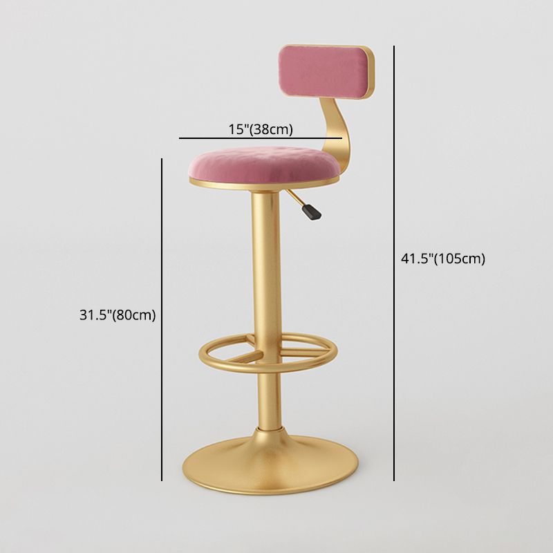 Nordic Glam Liftable Bar Stool Round Counter Bar Stool with Metal Legs