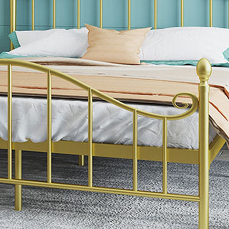 Contemporary Wire-Grid Open-Frame Bed with Metal Arched Headboard