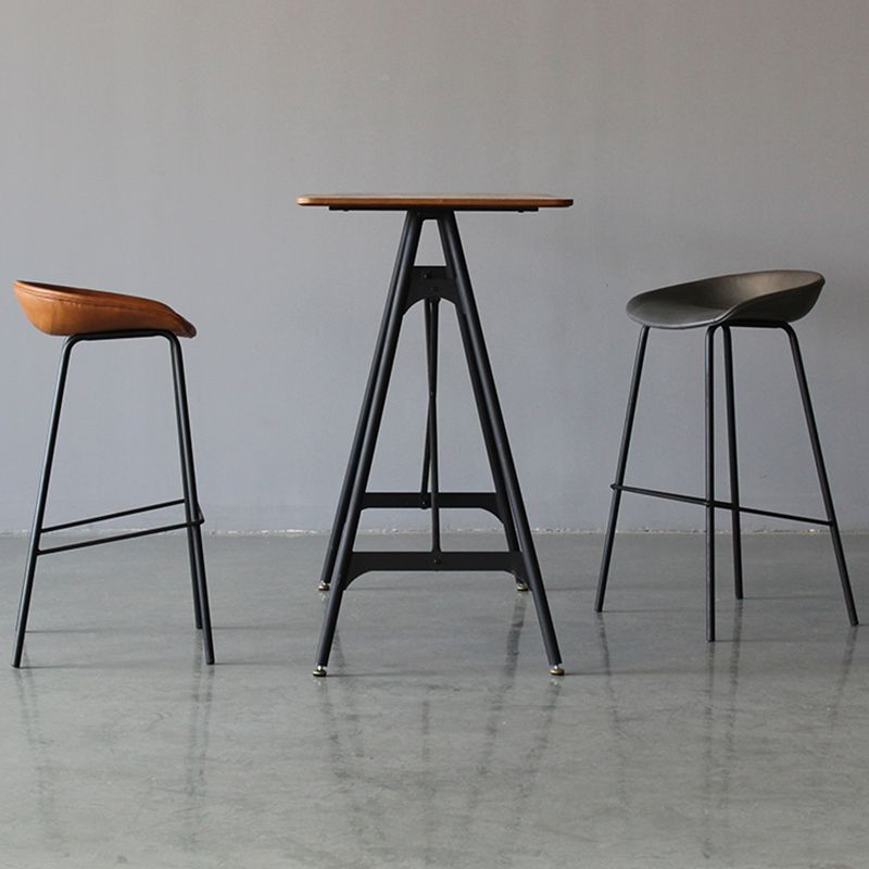 Scandinavian Metal Kitchen Dining Room Armless Stool Low Back Bar Stool