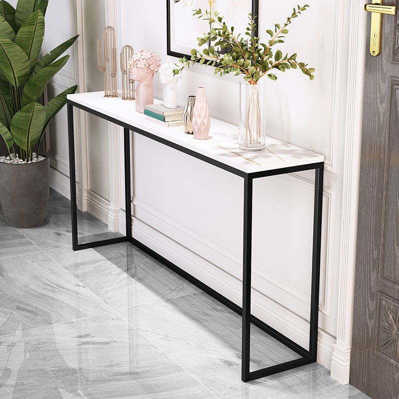 11" W Contemporary Console Table Stone Rectangle Accent Table