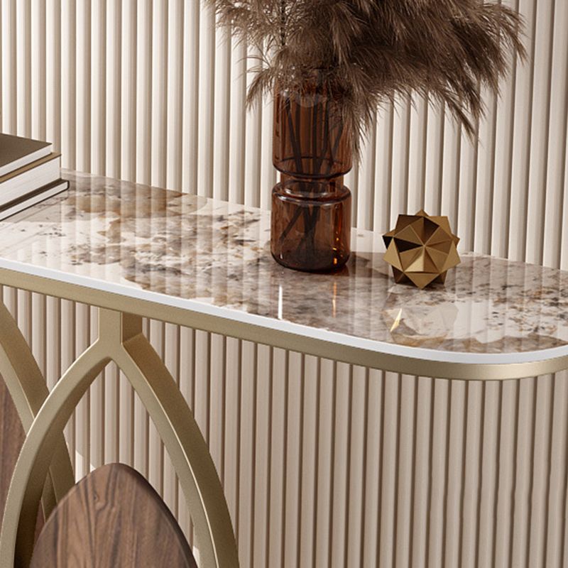 Glam Iron Half Moon Scratch Resistant Stain Resistant End Table