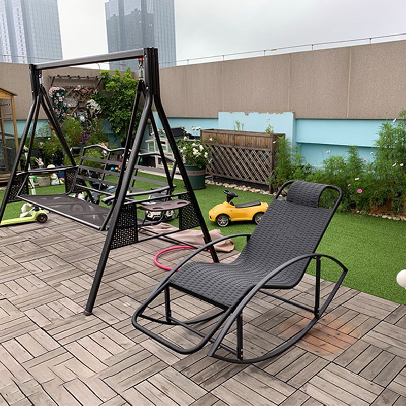 Modern Rocking Chair Woven Rope Rocker Chair With Gray Frame