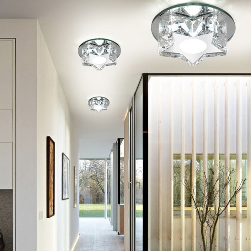 Five - Punta Stella Crystal LED Flush Monte Moderno Clear Flushmount Massimale Light per Entryway