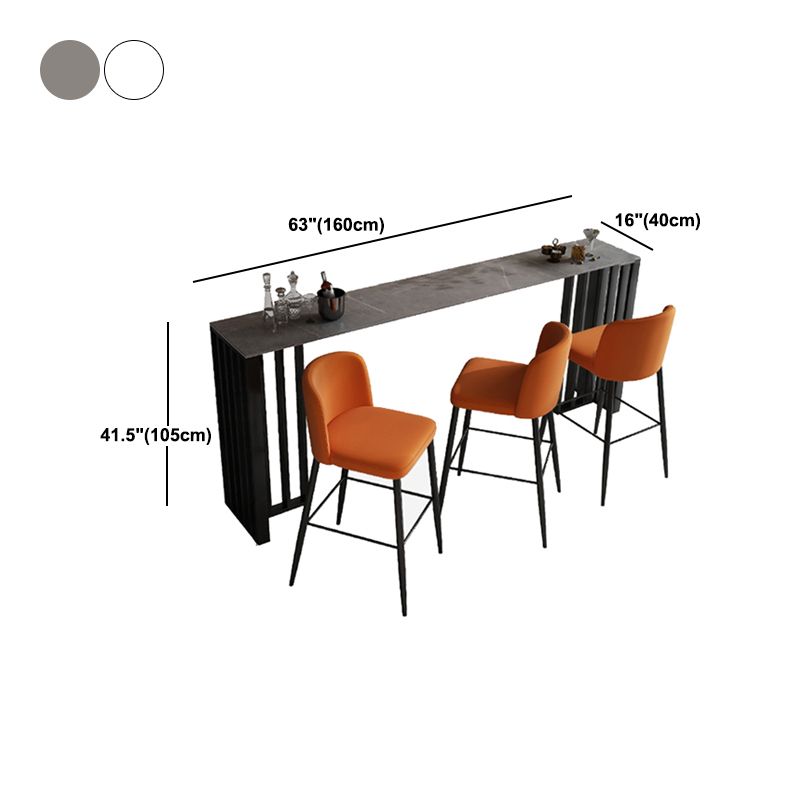 Modem Rectangle Stone Bar Table Double Pedestal Bistro Bar Desk
