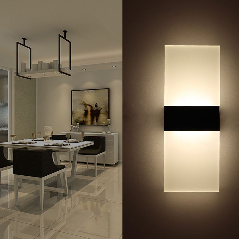 Black/White Rectangular LED Sconce Light Minimalist Acrylic Thinnest Wall Mounted Lamp in Warm/White Light, 11.5"/16" W