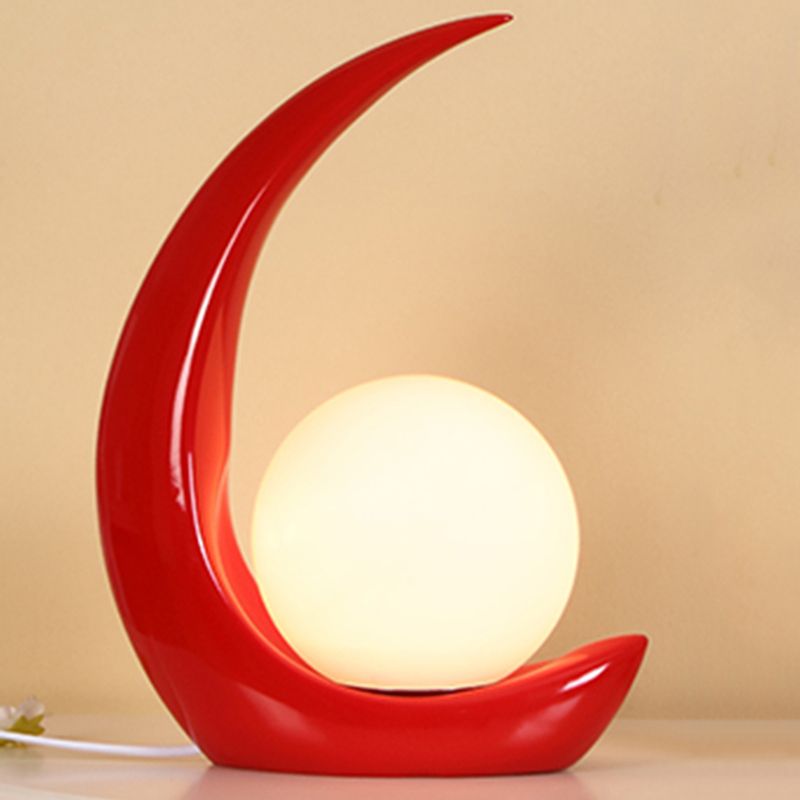 Lampada da tavolo ultramoderna Simplicity Moon Lampada da comodino in vetro bianco per camera da letto