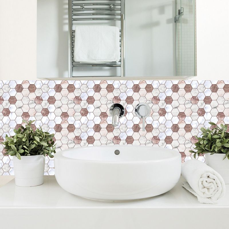 Modern Honeycombs Stick Wallpaper Panel 10 Pieces Marble Wall Covering for Kitchen