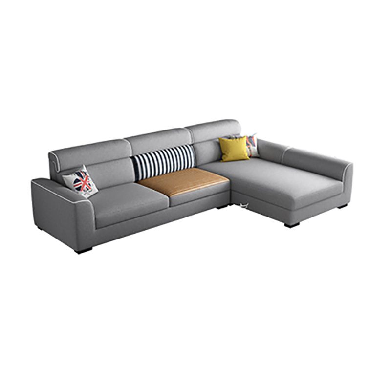 34.6"H Modern Linen/Faux Leather Square Arm Sofa& Chaise Lounge for Living Room