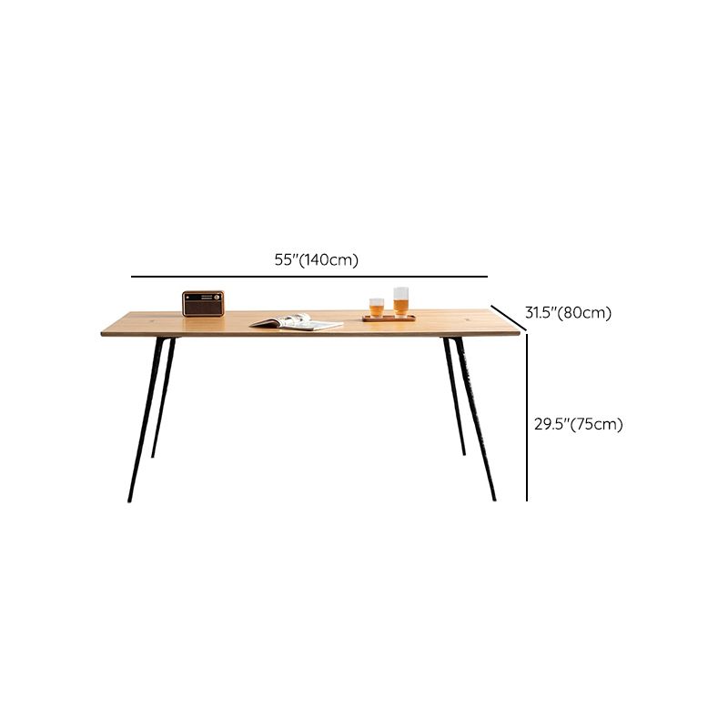 Solid Wood Dining Table Rectangle Metal Base Dinner Table for Dining Room
