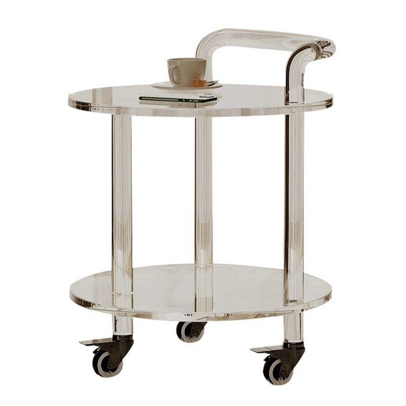 Contemporary Round Acrylic Sofa Side Accent Table with Double Tier