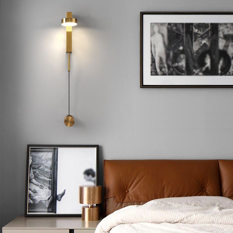 Round Shape Metal Wall Light Modern Style 1-Light Wall Light Sconce