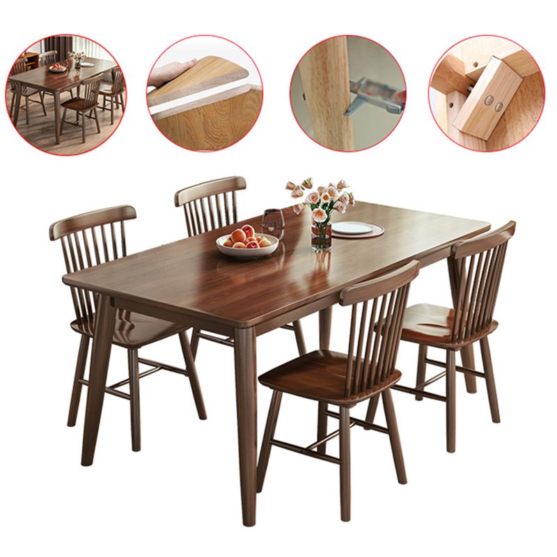 Zeitgenössisches Rechteck Esstisch Gummiholz Massivholz Tisch mit 4 Beinen für das Abendessen in der Küche zu Hause
