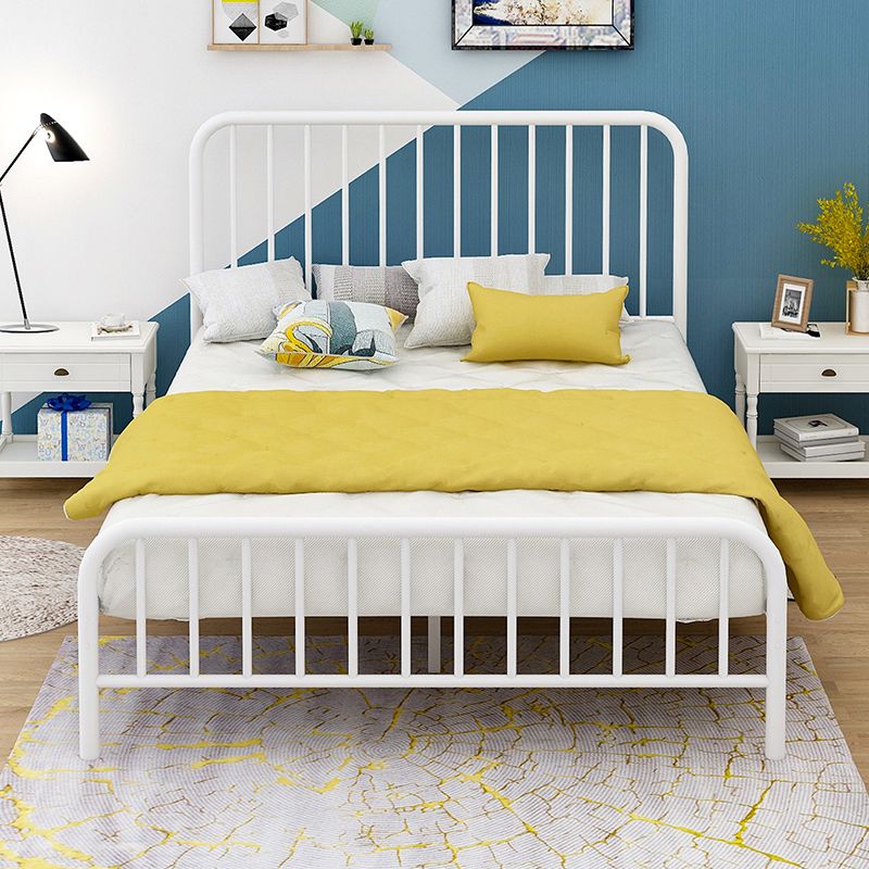 Contemporary Slat with Headboard Rectangular with Metal Legs Metal Slat Bed