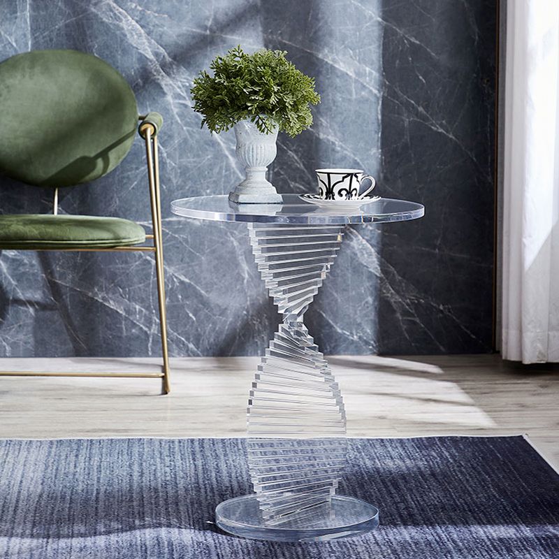 18" Wide Glam Side Table Acrylic Pedestal Clear Accent Side Table
