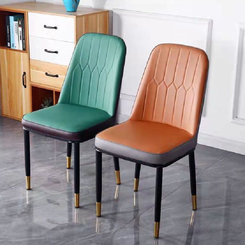PU Leather Dining Chairs Nordic Style Parsons Armless Chair for Dining Room