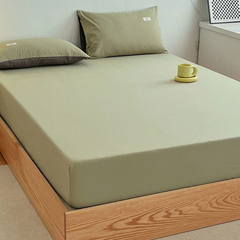 Cotton Fitted Sheet Twill Solid Color Fade Resistant Soft Breathable