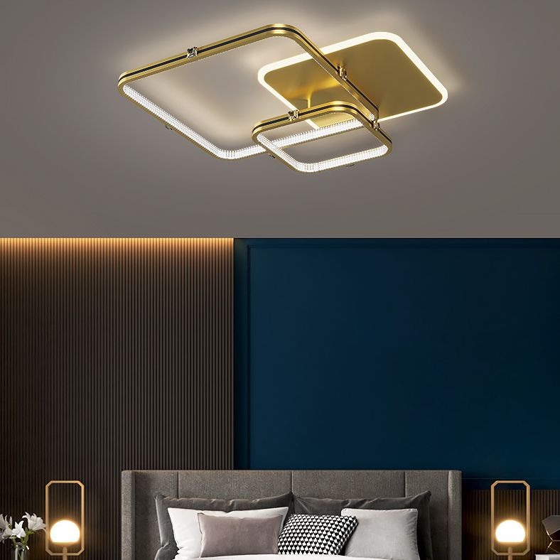 Quadrierte Deckenleuchte Moderne Stil Acryl LED-Schlafzimmer Deckenbündige Halterung in Schwarz