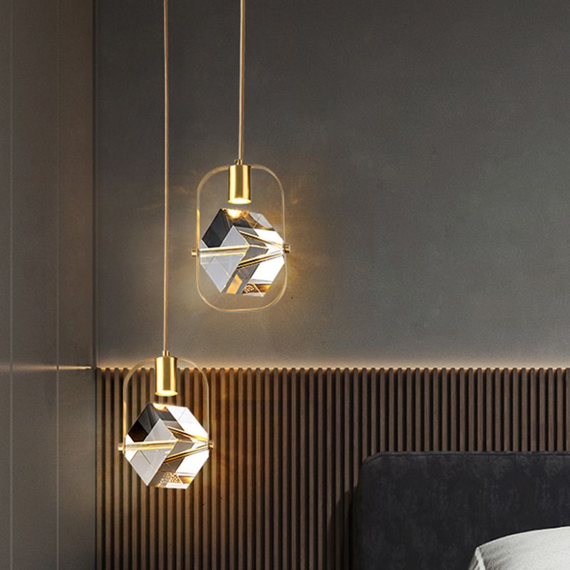 Geometrieform Kristall Anhänger Licht moderner Stil 1 Licht hängende Leuchte in Gold