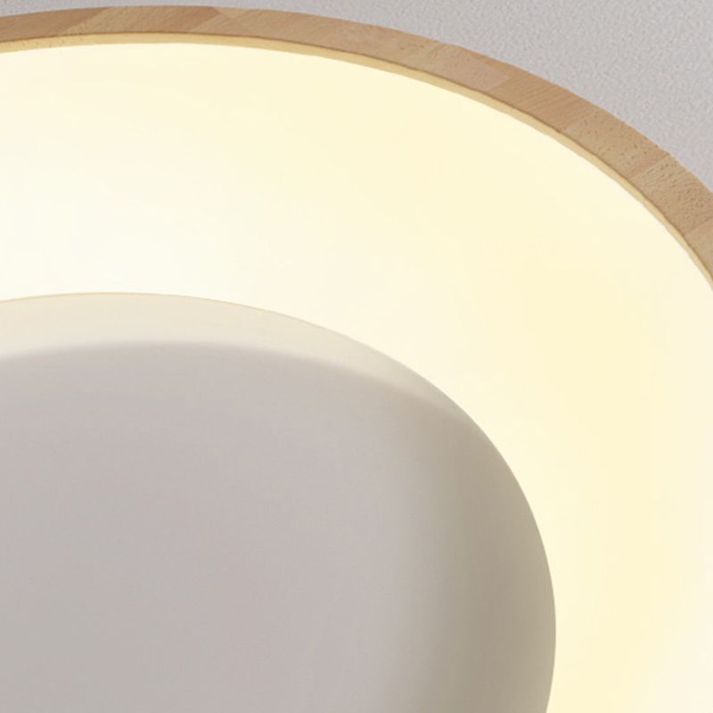 Round Flush Light Fixtures Modern Style Wood 1 Light Flush Ceiling Light