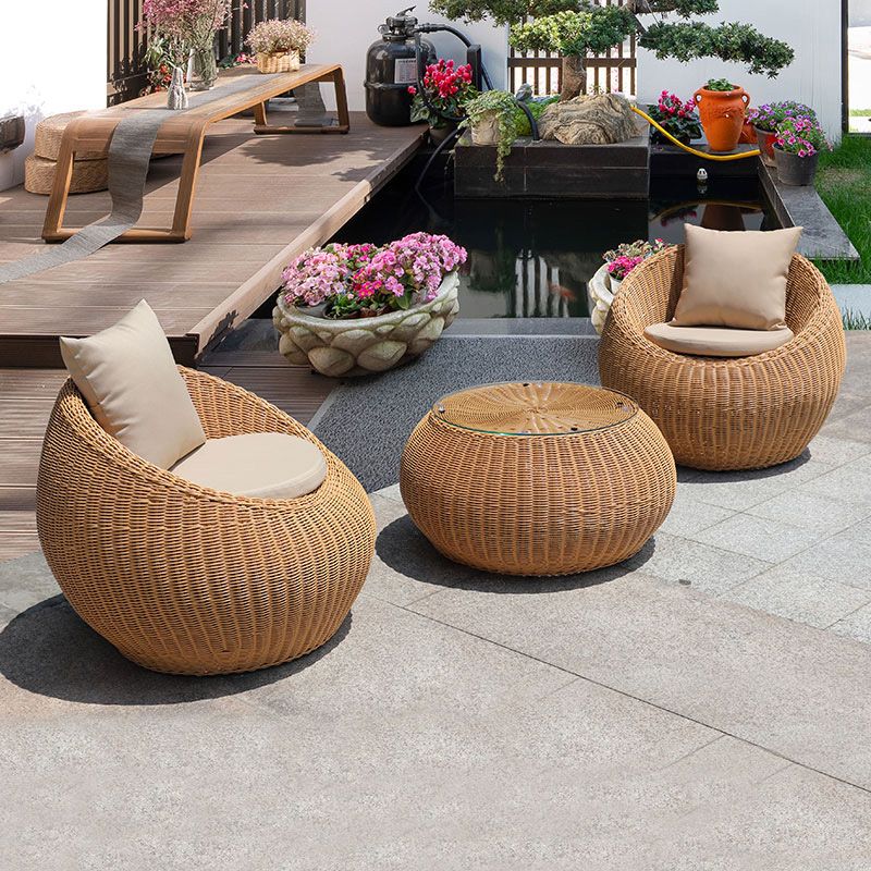 Rattan Outdoor Patio Sofa Tropical Style Simple Leisure Patio Sofa