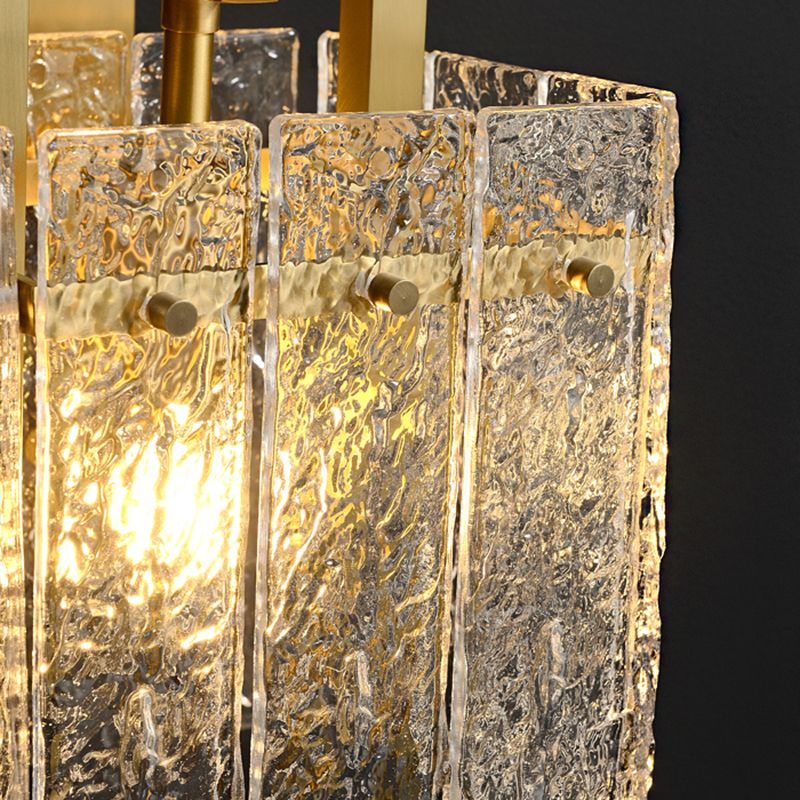 Modern Metal Wall Sconce Rectangle Shape Wall Light with Glass Shade for Bedroom