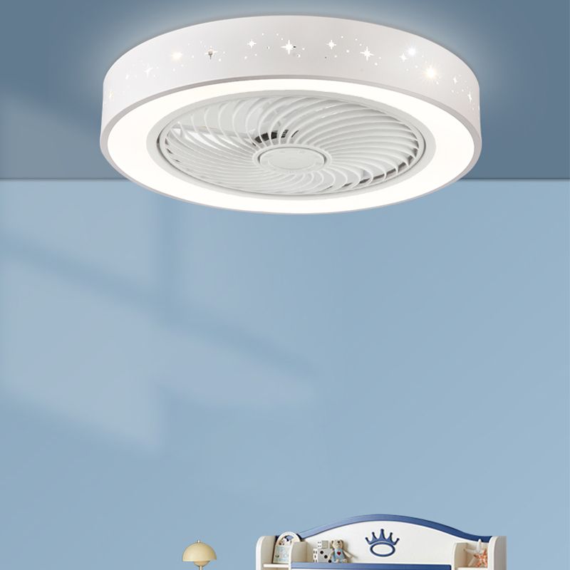 Unsichtbarer, trommelförmiger Lüfterlicht Kit Nordische Acryl weiße LED Semi Flush Light für Schlafzimmer