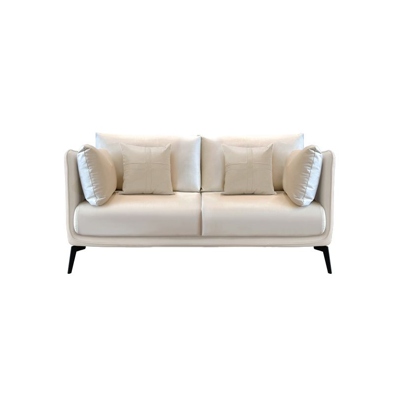 Stationary Stain Resistant Faux Leather Living Room Pillow Top Arm Modern Sofa