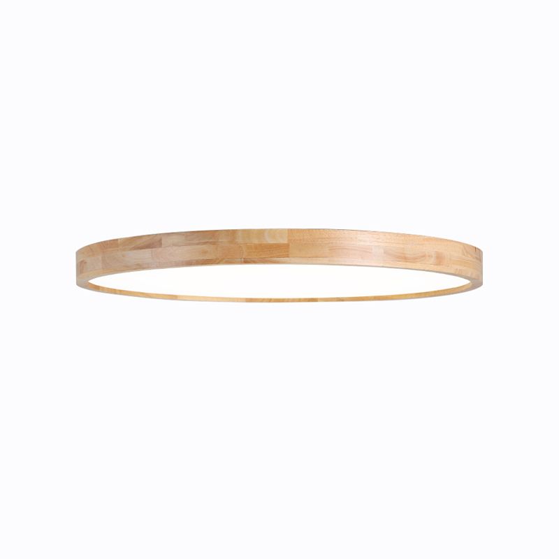 Luminaires de plafond affleurants contemporains en bois ronds montés au plafond
