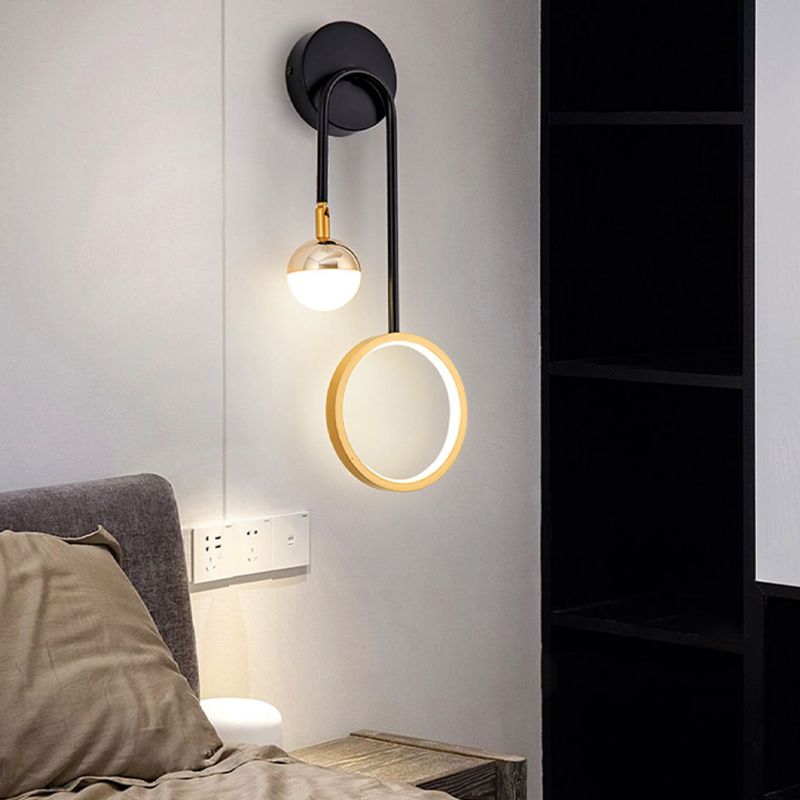 Modern Metal Wall Sconce Circle Shape Wall Light with Silicone Shade for Bedroom
