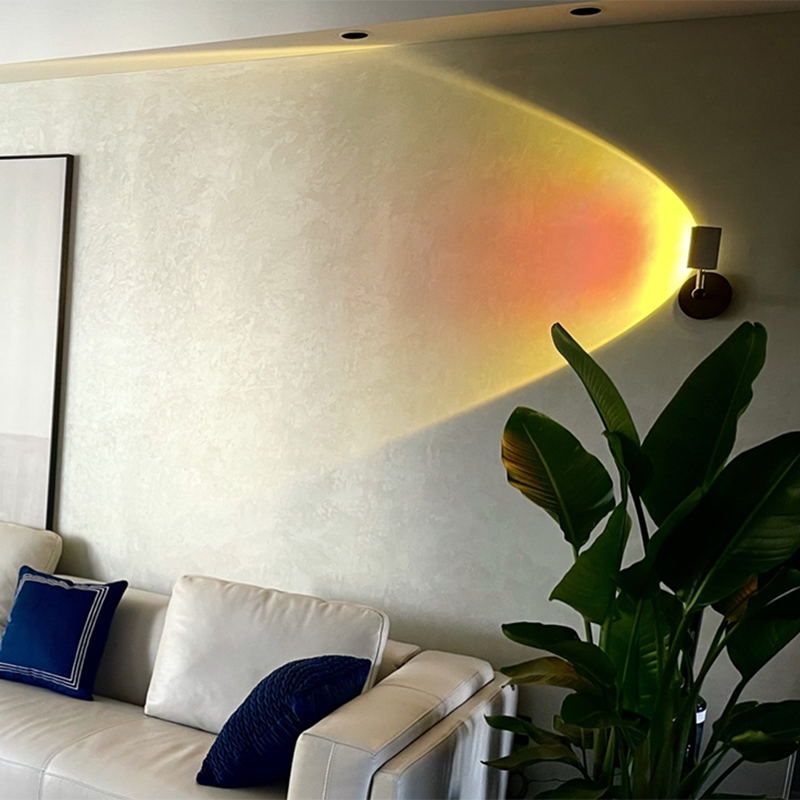 Minimalist Rectangular Sunset Light Aluminum Living Room LED Wall Lamp in Black