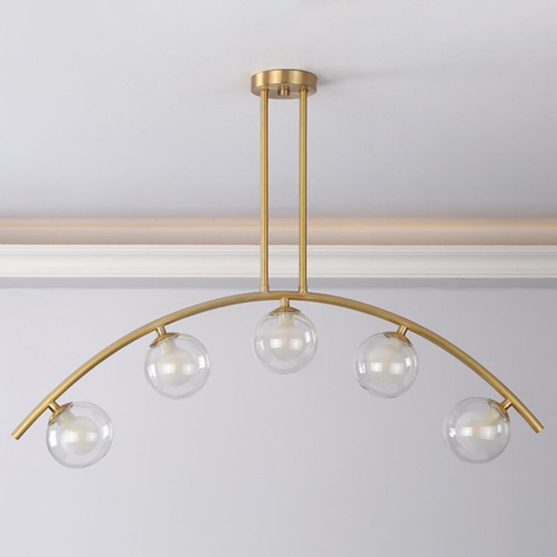 Modern Style Global Shape Island Lights Glass 3/7/9 Lights Pendant Light in Gold