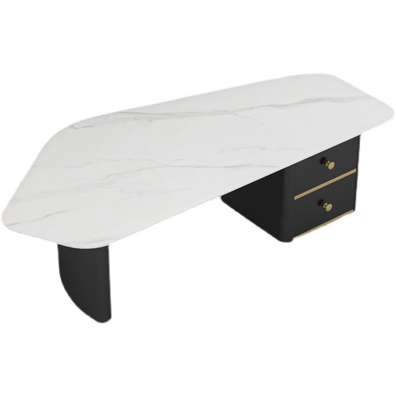 2 - Drawer Irregular Slate Coffee Table 15.7" H 1 Single Coffee Cocktail Table