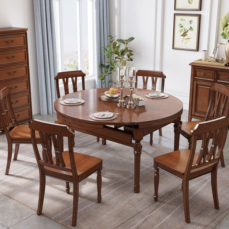 5/7 Pieces Rustic Style Solid Wood 4 Legs Dining Set for Home