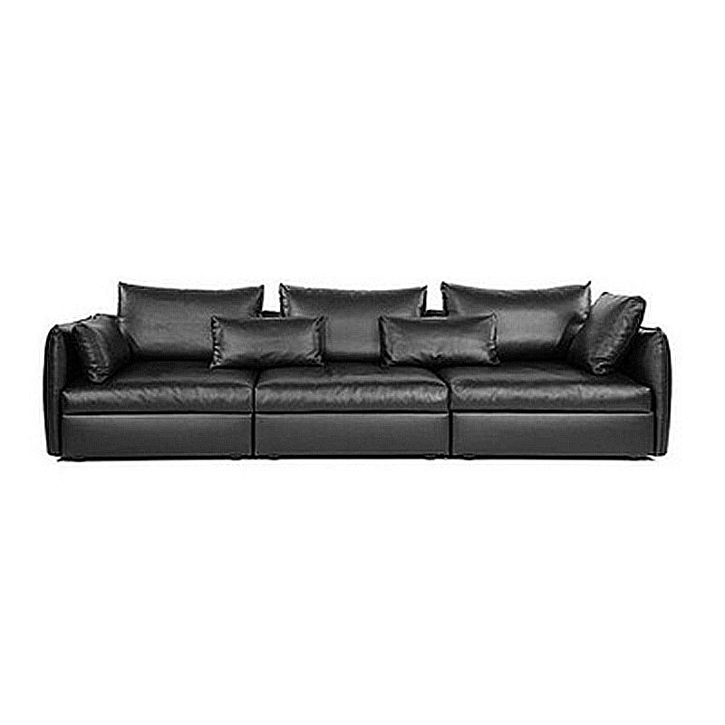 Contemporary Cushion Back Sectional Sofa 35.43"High Track Arm Sofa,Black