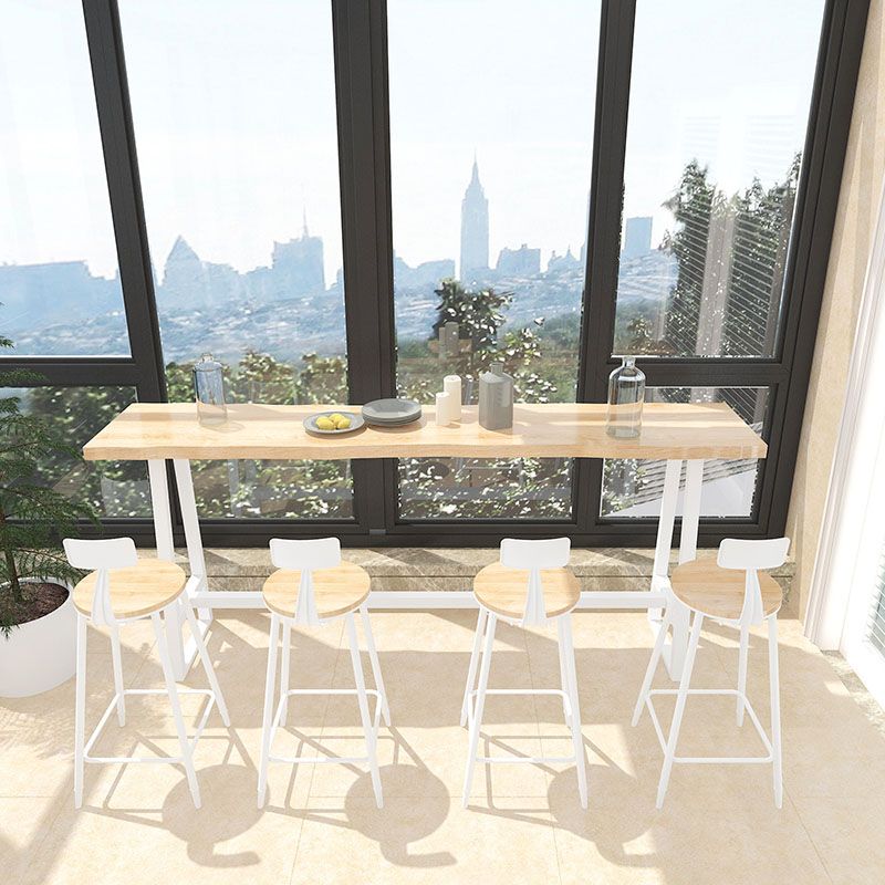 Modern Bar Set 1/2/5 Pieces Rectangle Trestle Wood and Metal Table and Stool Set