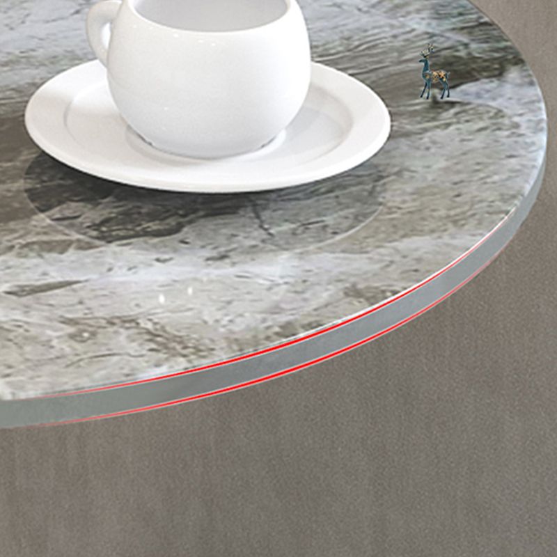 Modern 23.6" Tall Round Slate Top Side Table Iron Pedestal End Table