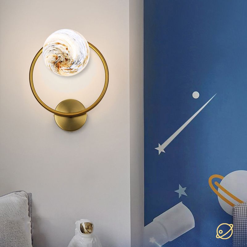Modernist Wall Sconce Spherical Glass Wall Light Fixture for Bedroom