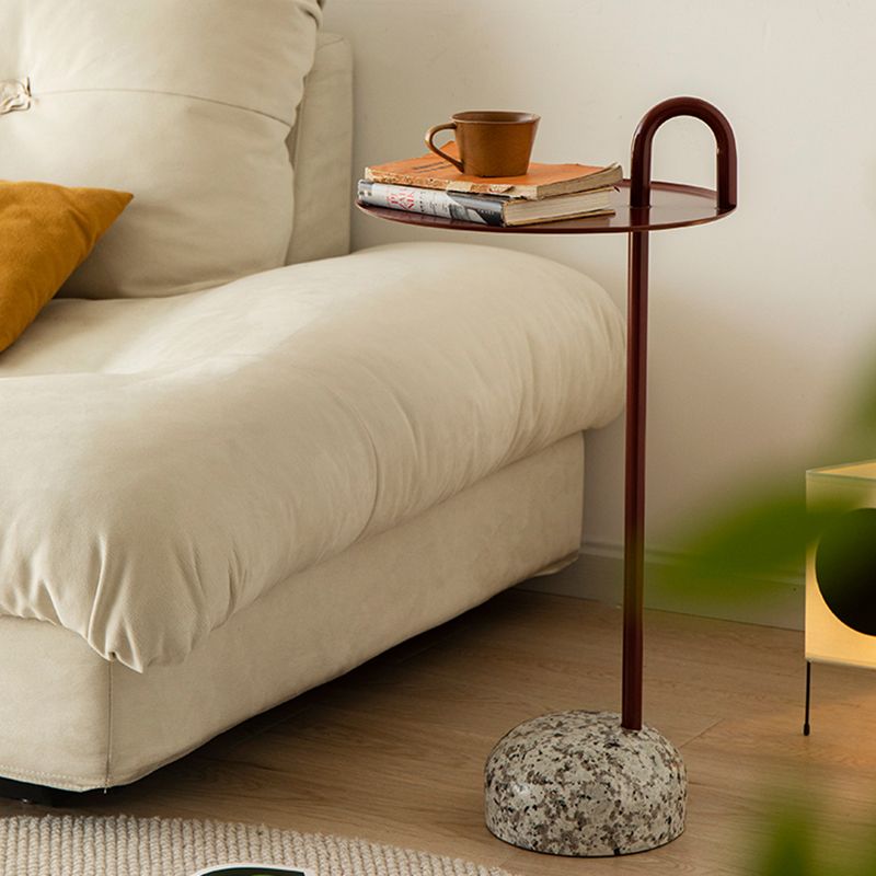 Modern Tray Top Side Table 27.8" Tall Metal Round Pedestal End Table