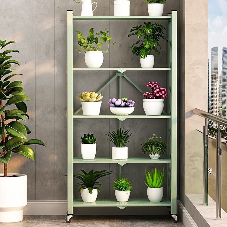 Folding Steel Industrial Etagere Bookshelf Open Bookshelf with Caster Wheels