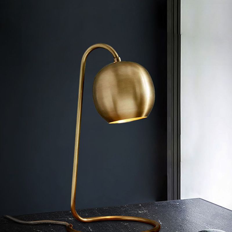 Minimalist Style Table Lamp Brass Spherical Night Table Lamp with Metal Shade