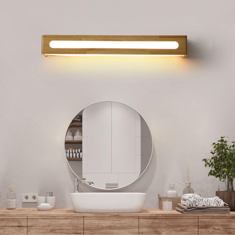 Vierkante vorm houten wand sconce moderne stijl 1 licht spiegel wandmontage verlichting in bruin