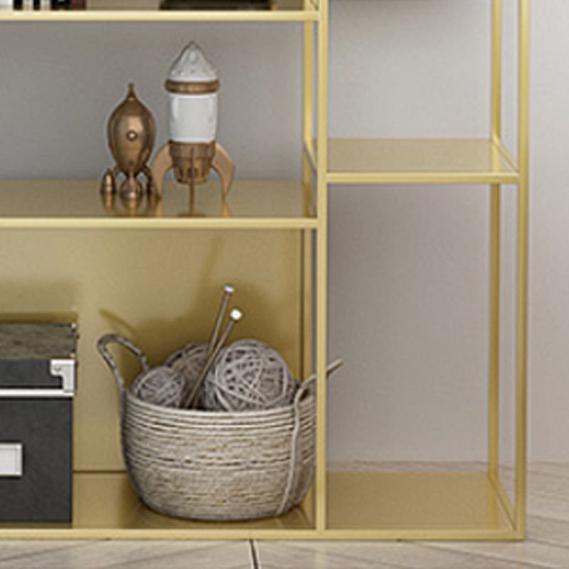 Modern Open Bookcase with Metal Rectangular Shelves for Office